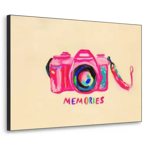 Camera - Memories - Roze - Geschilderd Textielframe zwart klein -3d
