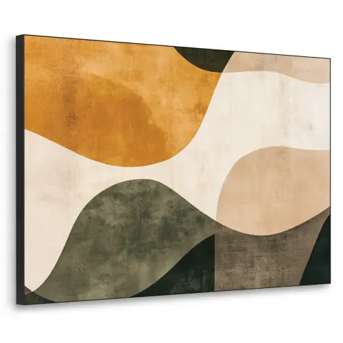 Vormen - Okergeel - Abstract Textielframe zwart klein -3d