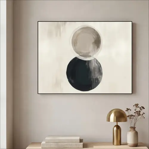 Cirkels - Vorm - Beige - Abstract Textielframe - compleet frame klein -sfeer2