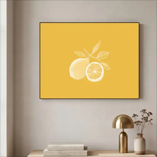 Citroenen - Illustratie - Minimalistisch - Geel Textielframe zwart klein -sfeer2