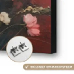 Bloemenboeket - Fijne details - Roze Textielframe zwart klein -USP_ophangsysteemNL