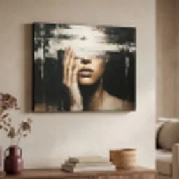 Hand - Gezicht - Strepen - Abstract Textielframe zwart klein -sfeer3