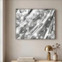 Abstract - Diamant - Luxe - Modern - Zilver Textielframe - compleet frame klein -sfeer2
