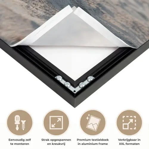 Scheepsstuur - Hout - Bruin - Zand Textielframe zwart klein -USP_feed_closeupNL