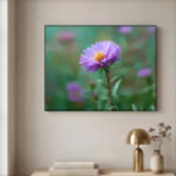 Aster - Paars - Bloem - Blaadjes Textielframe zwart klein -sfeer2