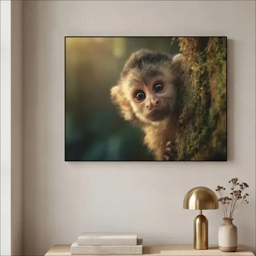 Aap - Boomstronk - Bruin Textielframe - compleet frame klein -sfeer2