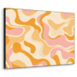 Abstract - Golvend - Oranje Textielframe zwart klein -3d