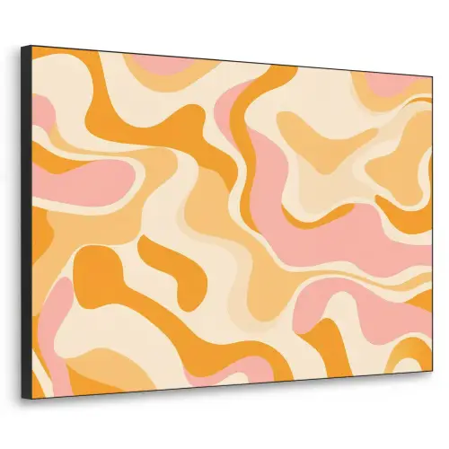 Abstract - Golvend - Oranje Textielframe zwart klein -3d