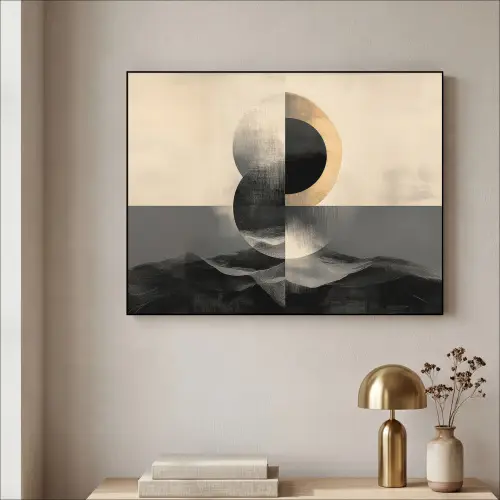 Cirkels - Schaduw - Abstract Textielframe - compleet frame klein -sfeer2