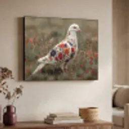 Duif - Bloemen - Natuur Textielframe - compleet frame klein -sfeer3