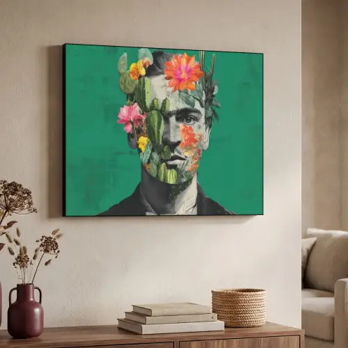 Man - Planten - Groen Textielframe - compleet frame klein -sfeer3