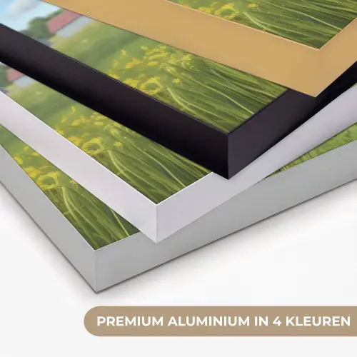 Koe - Weide - Bloemen Textielframe zwart klein -USP_kleurenNL