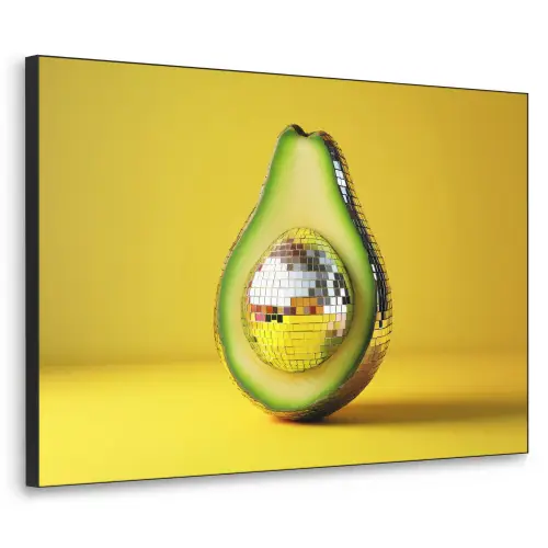 Avocado - Discobal - Geel - Glitter Textielframe - compleet frame klein -3d