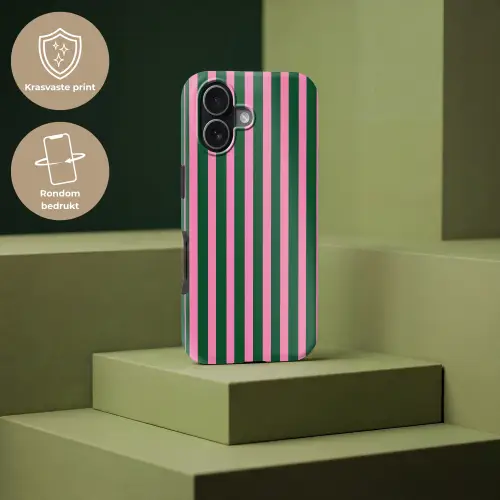 Verticale strepen - Groen - Roze Toughcase MagSafe Apple iPhone 17 klein 1017 -USP_PrintM_NL