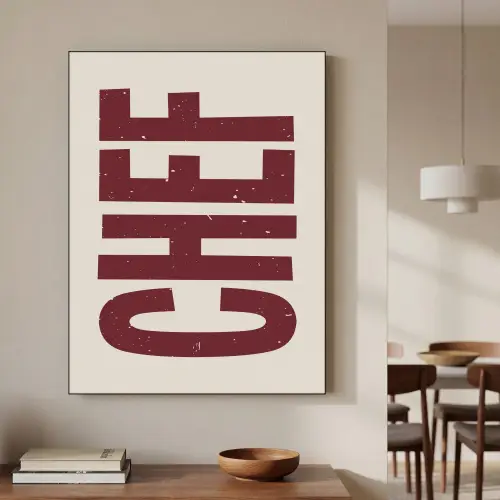 Chef - Rood - Japandi - Vintage Textielframe - compleet frame klein -sfeer2