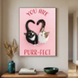 Kat - Hart - Tekst - Valentijn Textielframe zwart klein -sfeer1