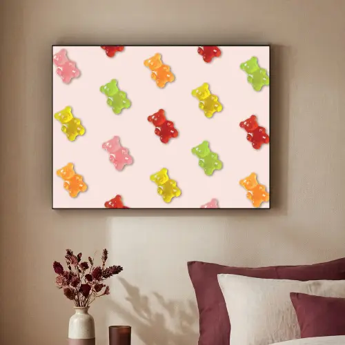 Kleur - Snoep - Roze Textielframe - compleet frame klein -sfeer1