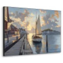 Zeilboot - Zon - Pier - Hout Textielframe - compleet frame klein -3d
