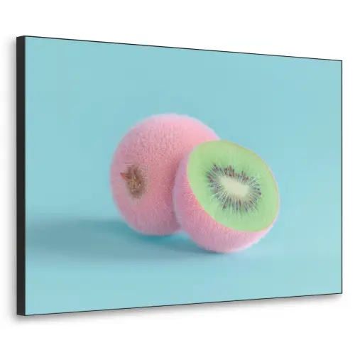 Kiwi - Blauw - Surrealistisch Textielframe zwart klein -3d