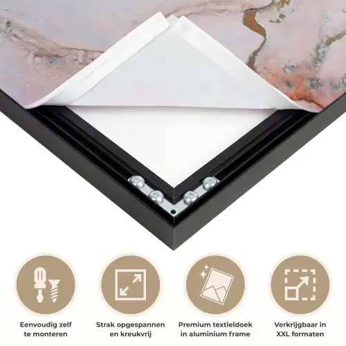 Rood - Marmer - Goud Textielframe zwart klein -USP_feed_closeupNL