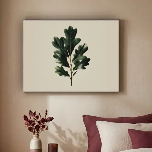 Eikenbladeren - Beige - Groen - Golvende randen Textielframe - compleet frame klein -sfeer1