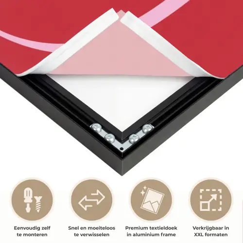 Rood - Love - Valentijn - Roze Textielframe zwart klein -USP_closeupNL
