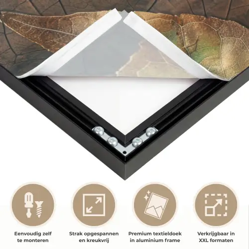 Bladeren - Bruin - Herfst - Natuur Textielframe zwart klein -USP_feed_closeupNL