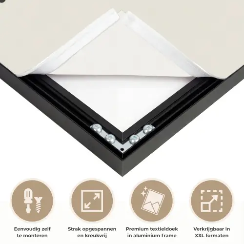 Minimalistisch - Beige - Love Textielframe zwart klein -USP_feed_closeupNL