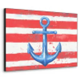 Anker - Verfspatten - Rood - Blauw Textielframe zwart klein -3d