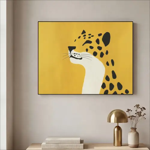 Cheetah - Illustratie - Geel Textielframe - compleet frame klein -sfeer2
