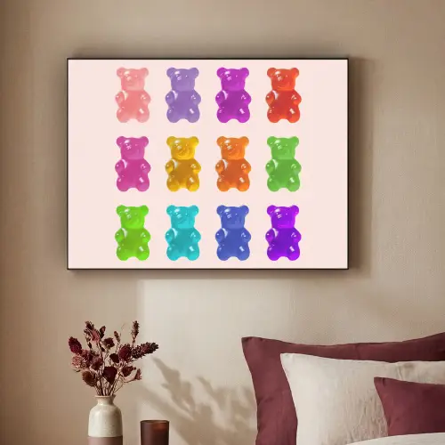 Beer - Kleurrijk - Snoep Textielframe zwart klein -sfeer1