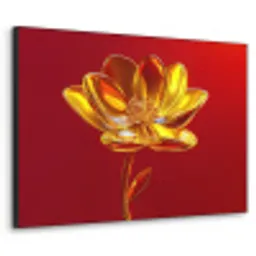 Bloem - Goud - Glazen Textielframe - compleet frame klein -3d
