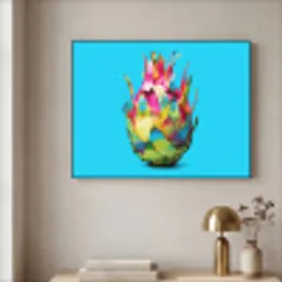 Drakenfruit - Blauw - Levendig Textielframe zwart klein -sfeer2
