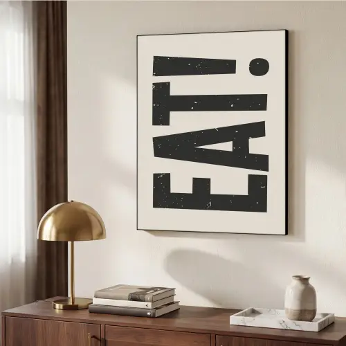 Eten - zwart - Japandi - Wit Textielframe - compleet frame klein -sfeer3
