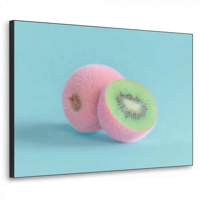 Kiwi - Blauw - Surrealistisch Textielframe - compleet frame klein -3d
