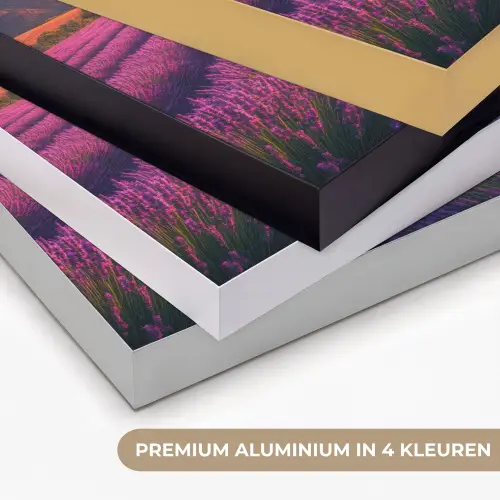 Lavendelveld - Zonsondergang - Paars Textielframe zwart klein -USP_kleurenNL