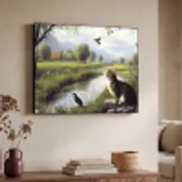 Kat - Beekje - Weide Textielframe - compleet frame klein -sfeer3