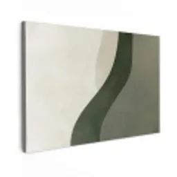 Japandi - Groen - Abstract - Modern Tuinposter op houten frame 2 cm dik klein -3d