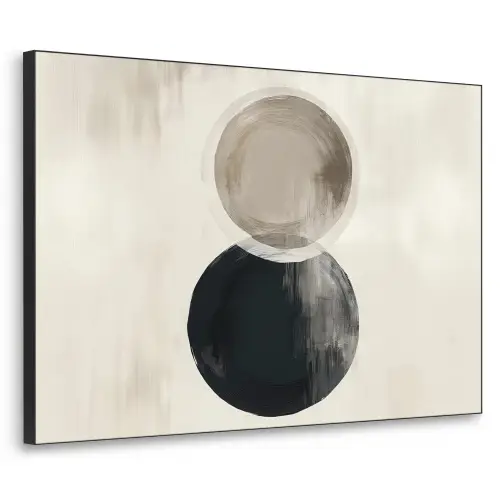 Cirkels - Vorm - Beige - Abstract Textielframe zwart klein -3d