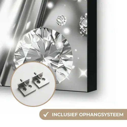 Abstract - Diamant - Luxe - Modern - Zilver Textielframe zwart klein -USP_ophangsysteemNL