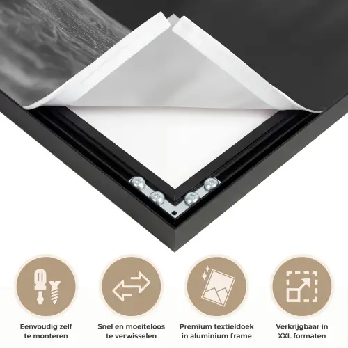 Geit - Bord - Spaghetti - Zwart Wit Textielframe zwart klein -USP_closeupNL