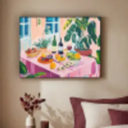 Tafel - Wijn - Fruit Textielframe zwart klein -sfeer1