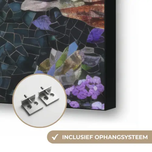 Mozaïek - Walvis - Koraal - Water Textielframe zwart klein -USP_ophangsysteemNL