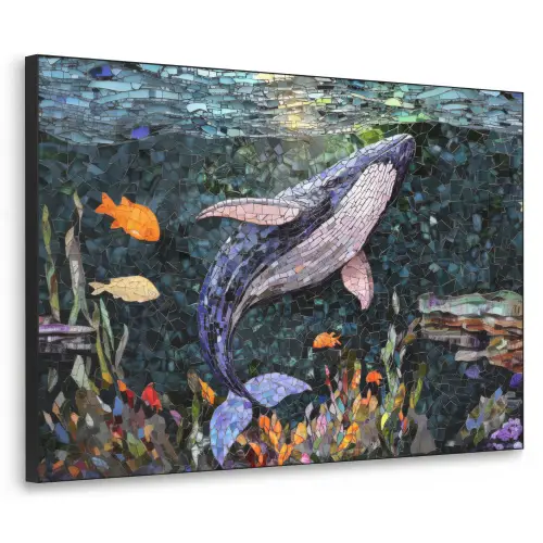 Mozaïek - Walvis - Koraal - Water Textielframe - compleet frame klein -3d