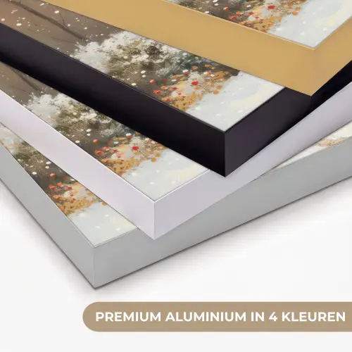 Kerst - Huis - Winter - Sneeuw Textielframe zwart klein -USP_kleurenNL