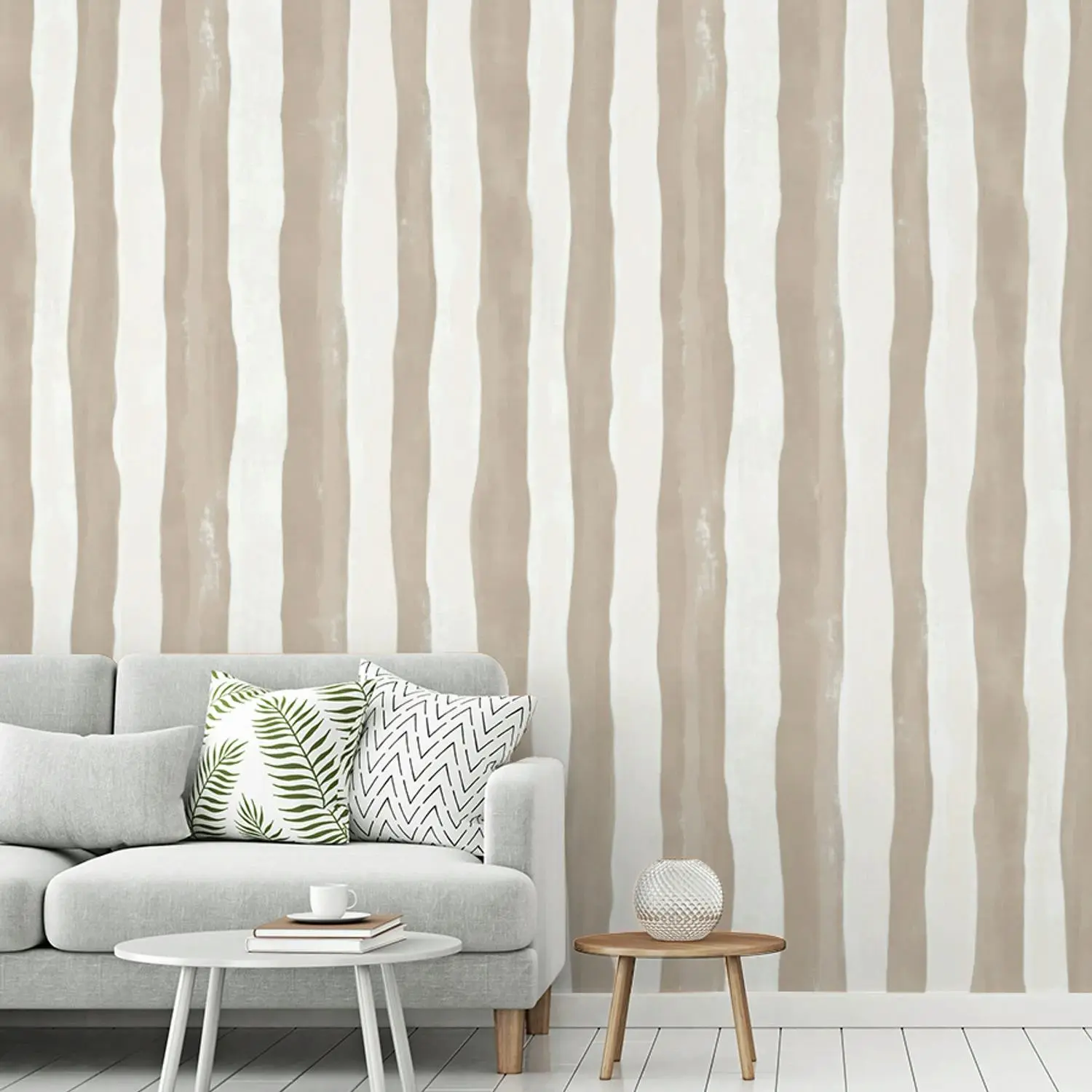 Behang - Minimalistisch - Strepen - Beige