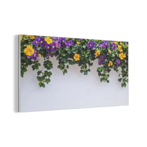 Bloemen - Muur - Geel - Paars PET vilt middel -3d