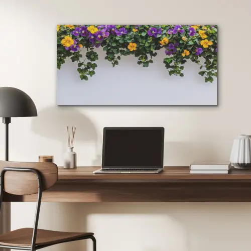 Bloemen - Muur - Geel - Paars PET vilt middel -sfeer5