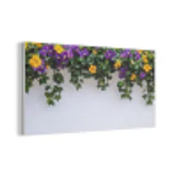 Bloemen - Muur - Geel - Paars PET vilt middel -3d