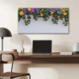 Bloemen - Muur - Geel - Paars PET vilt middel -sfeer5
